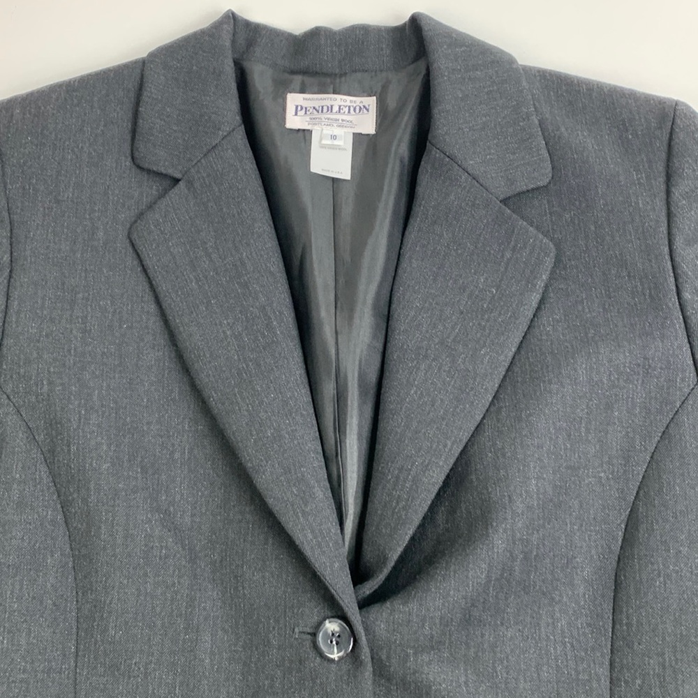 Pendleton Vintage Wool blazer jacket Dark gray Size 10 Two button up Lined - Picture 4 of 11